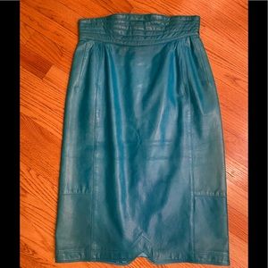 Rare ESCADA by Margaretha Ley Blue leather skirt Size 6/8
